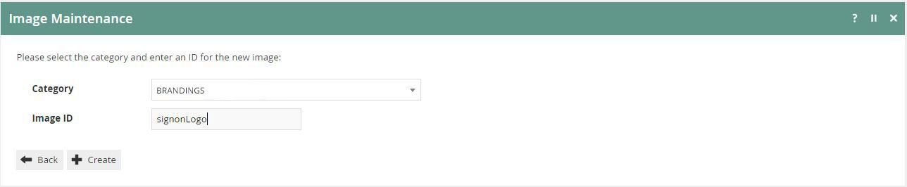 Image Maintenance screen showing the Image ID field and category selection