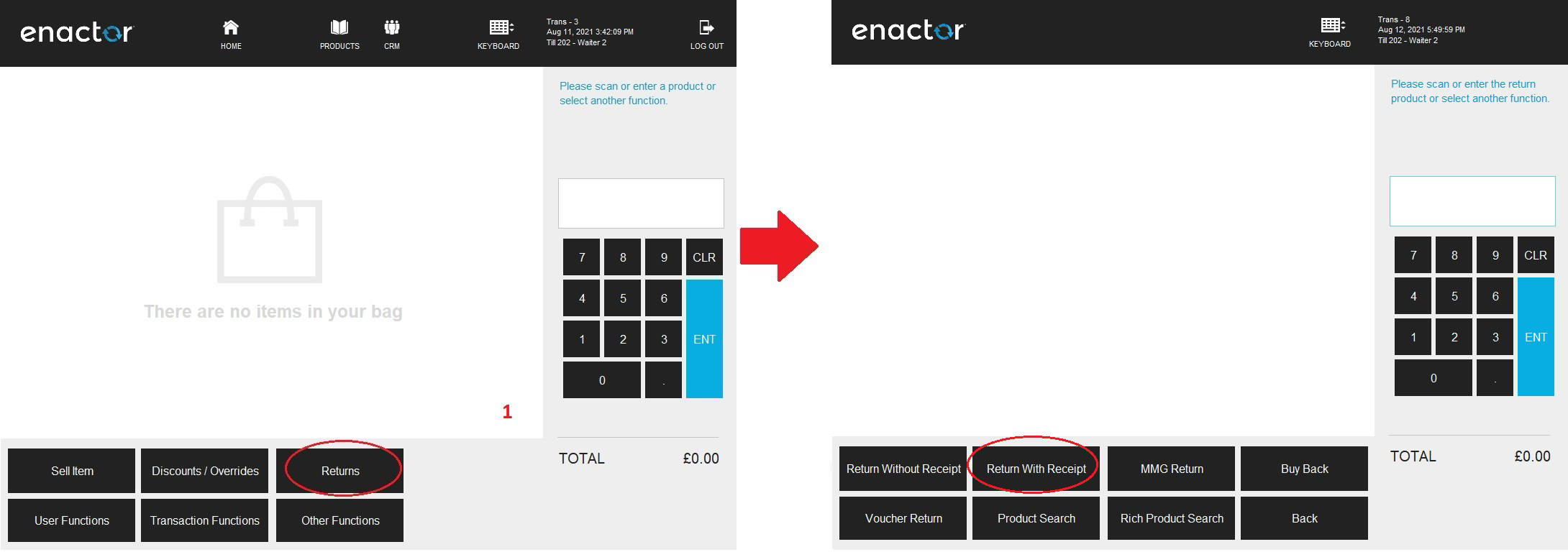 Receipt Return POS Screens 1-2