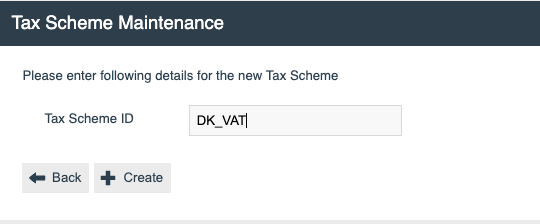 Create new Tax Scheme form