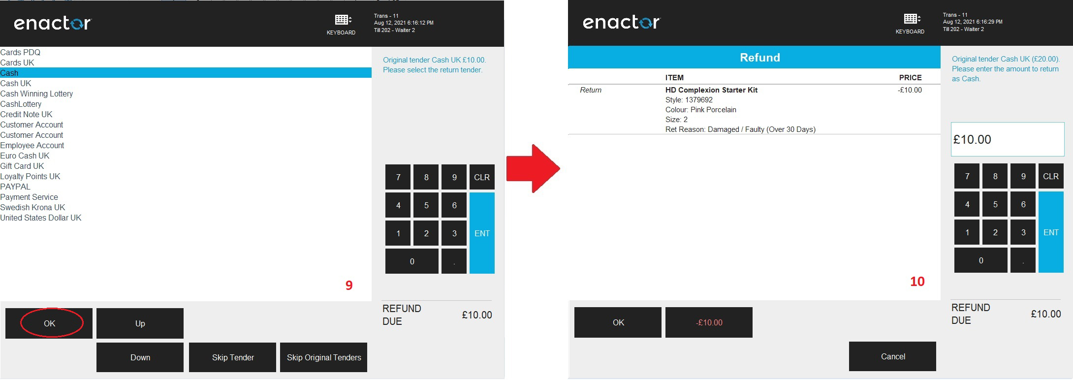Receipt Return Tender