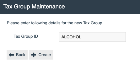 Create new Tax Group form