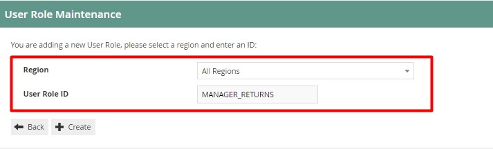 Create User Role dialog