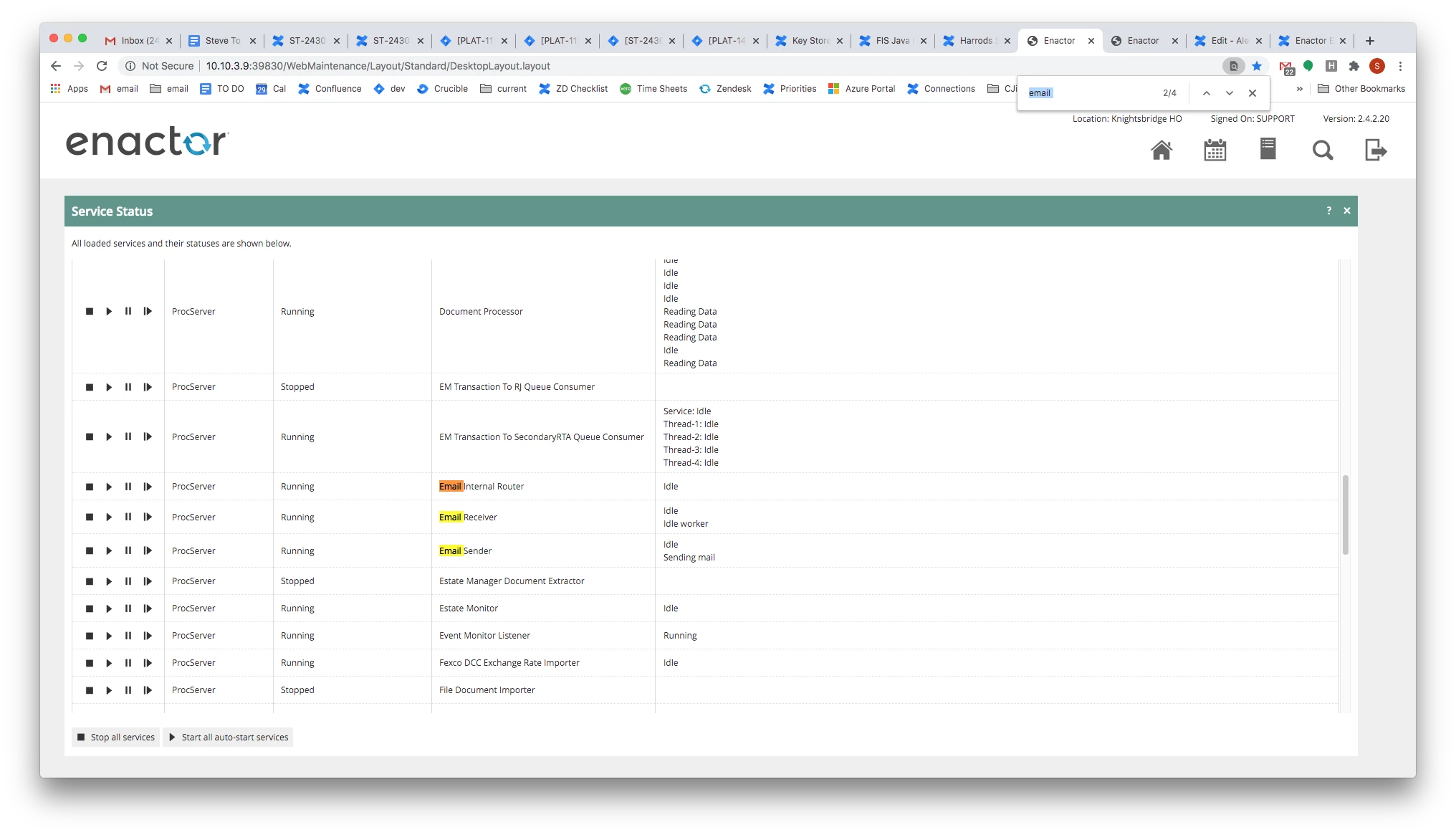 Alert service running in Service Status