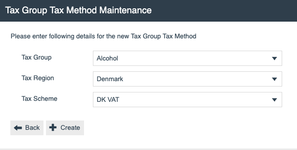 Create new Tax Group Tax Method form