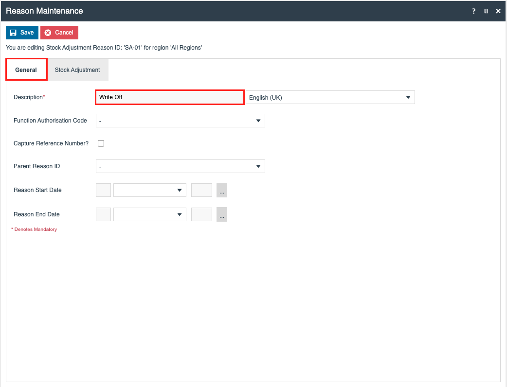 Reason SA-01 General Tab