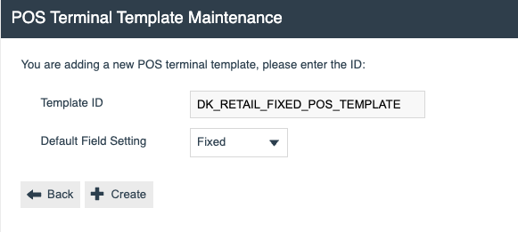 Create new POS Terminal Template form