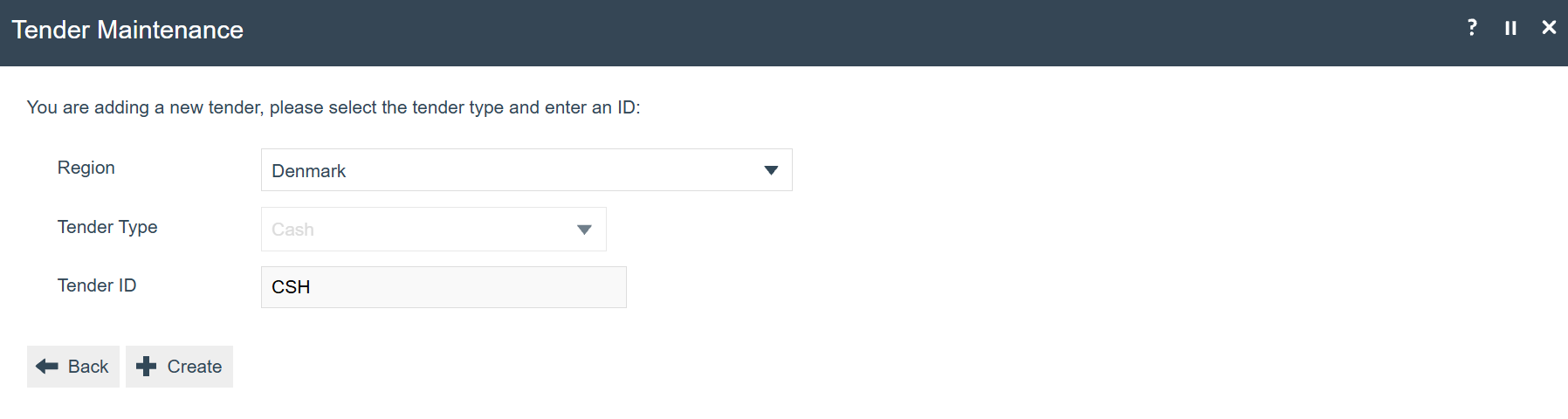 Copy Tender dialog