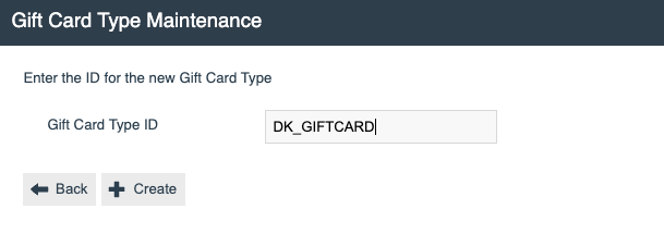 Create new Gift Card Type form
