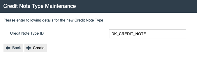 Create new Credit Note Type form