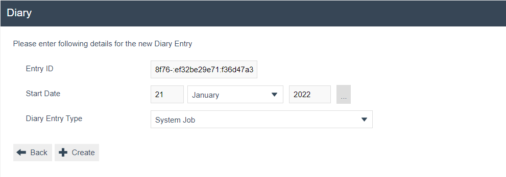 Create a new Diary Entry dialog