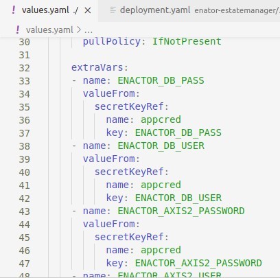 Application secret references in the extraVars section