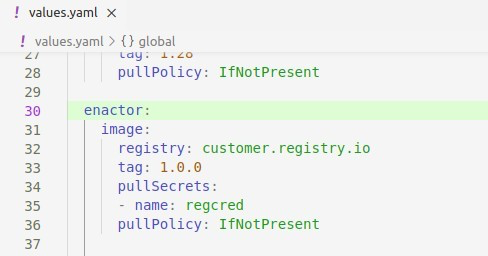 Configuration for customer Docker registry and image tags