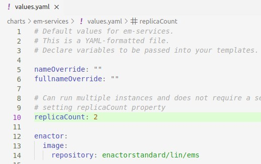 ReplicaCount scaling settings in values.yaml