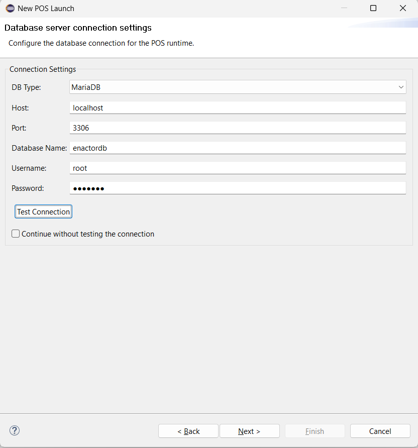 Database Configuration Page