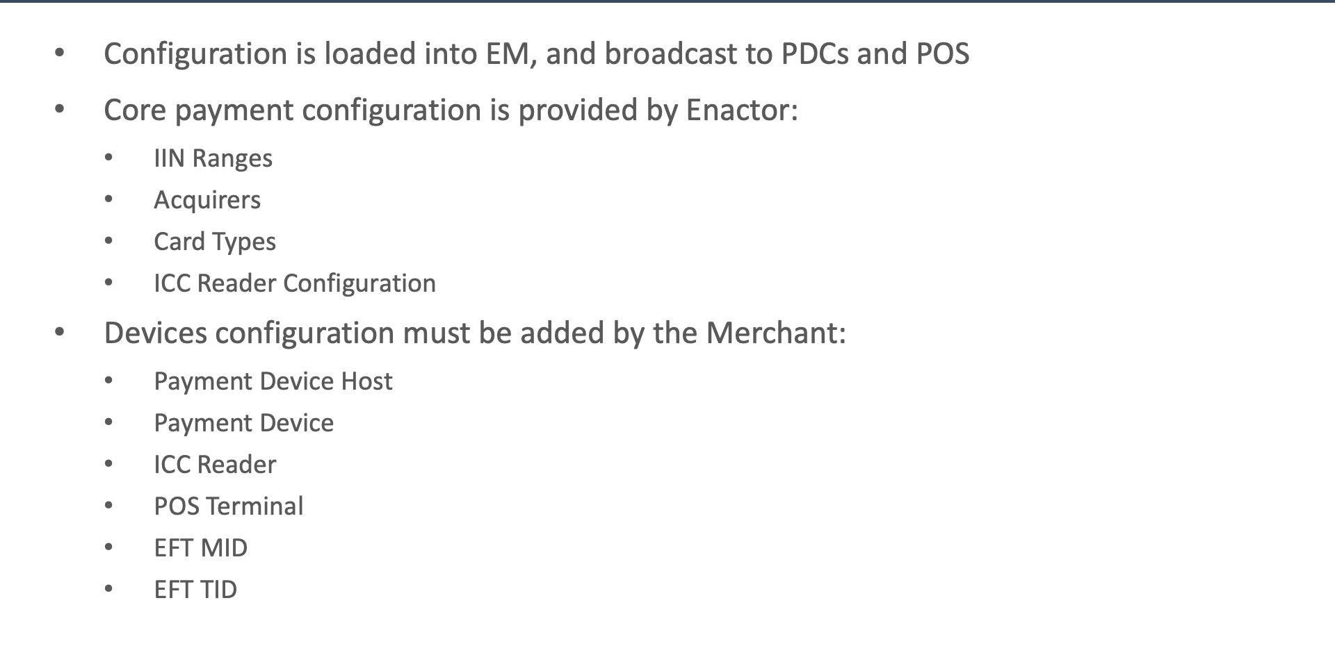Payment configuration responsibilities