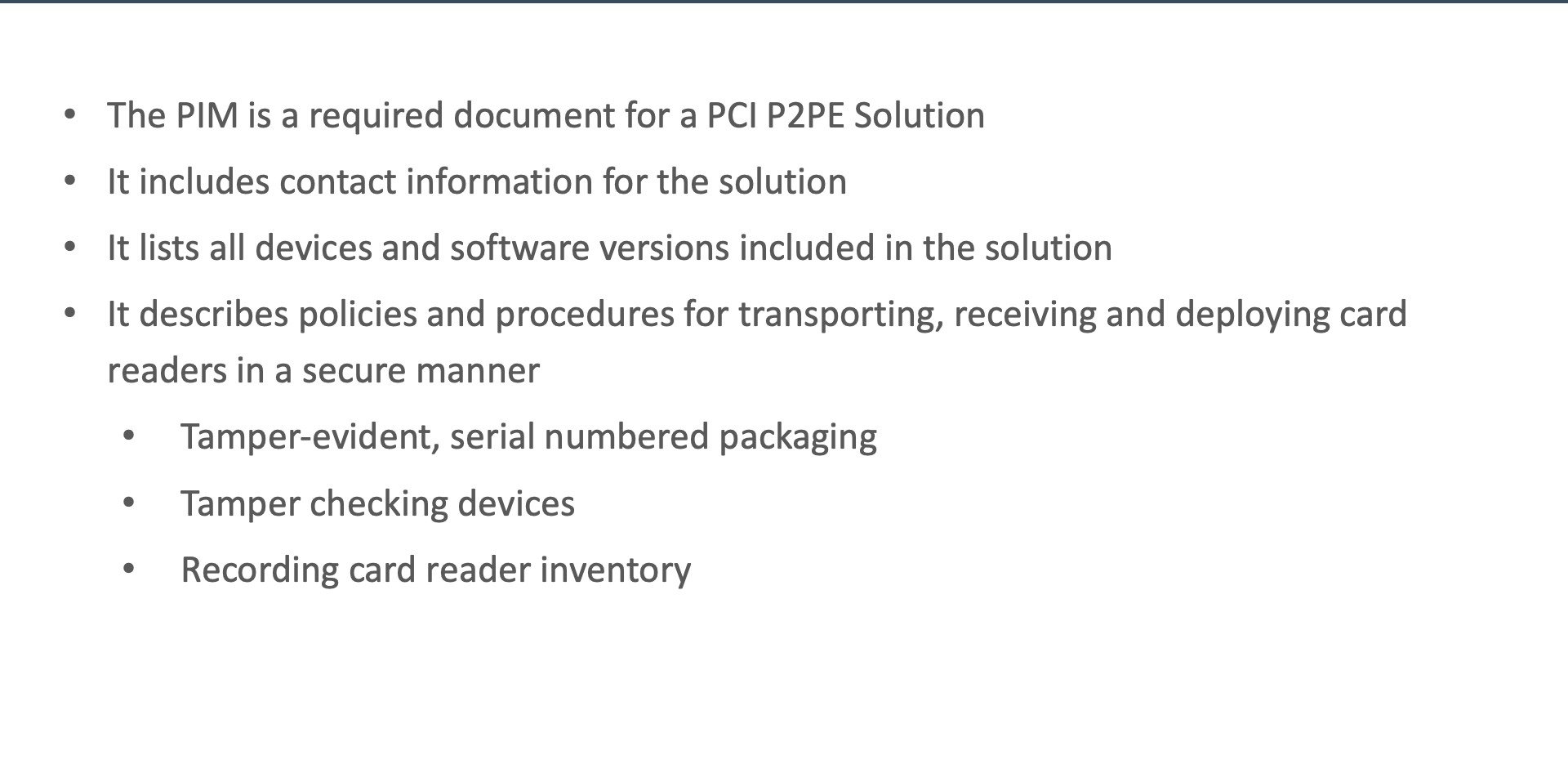 PIM requirements overview
