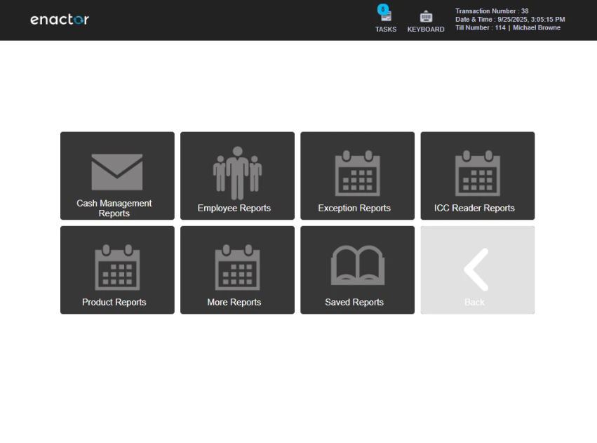 POS Web Reports Big Button Layout View