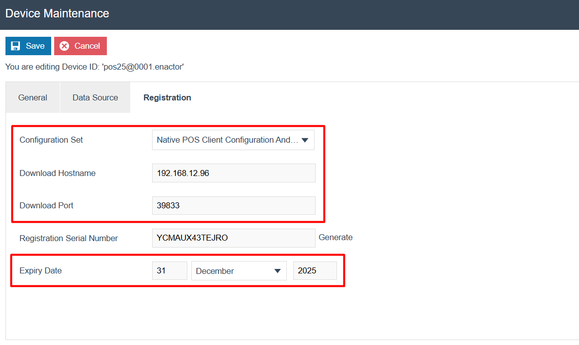 Fields for Download Hostname and Expiry Date