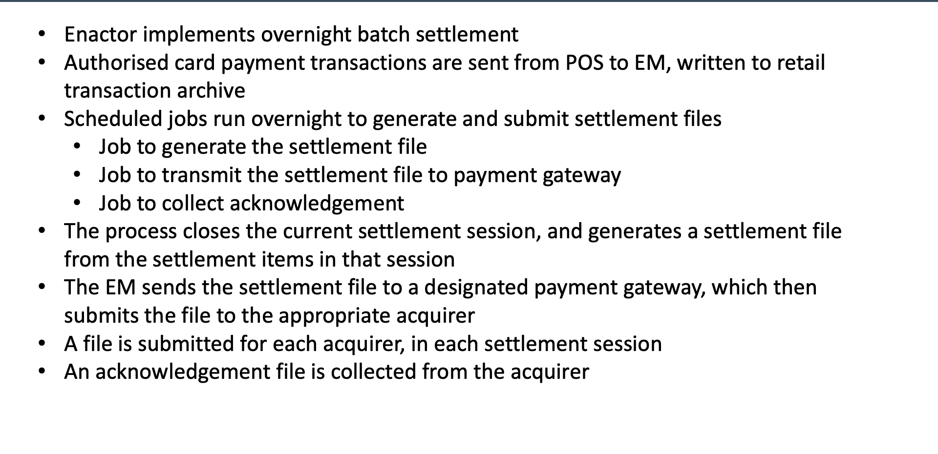Settlement process overview