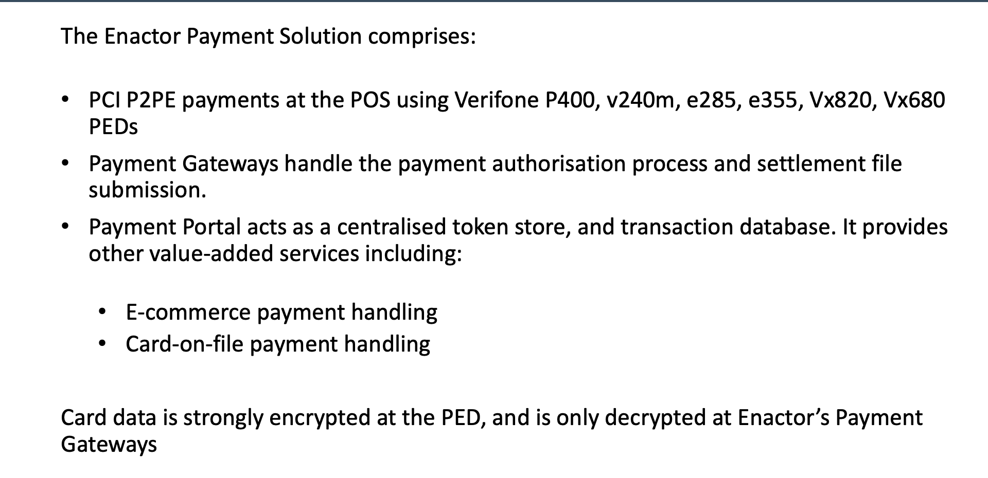Enactor Payment Solution overview