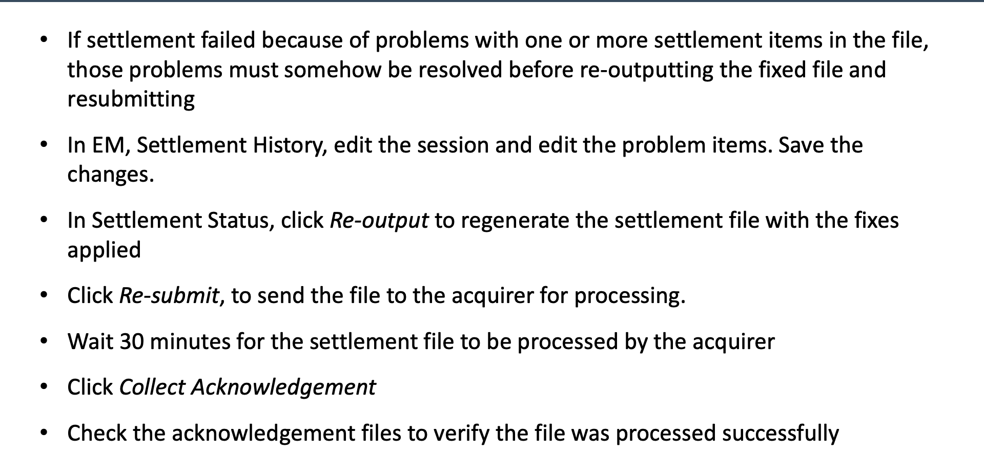 Fix and re-output procedure