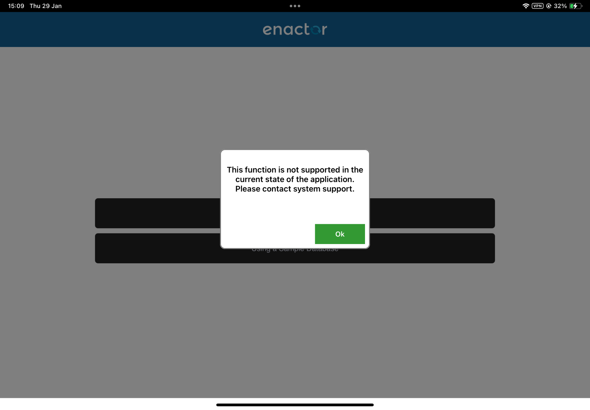 UNSUPPORTED FUNCTION ERROR PROMPT