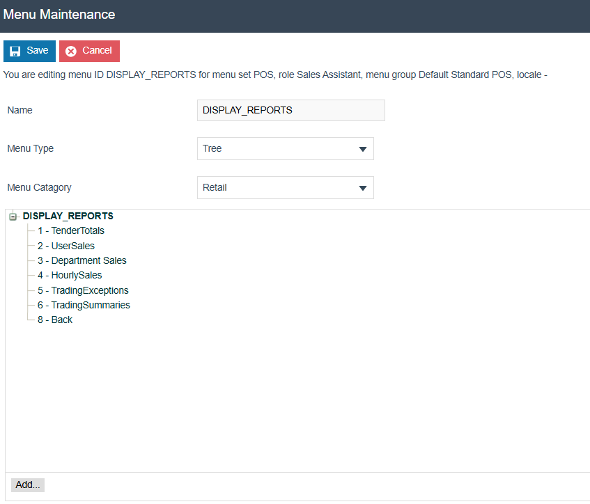 Web Reports Menu Configuration